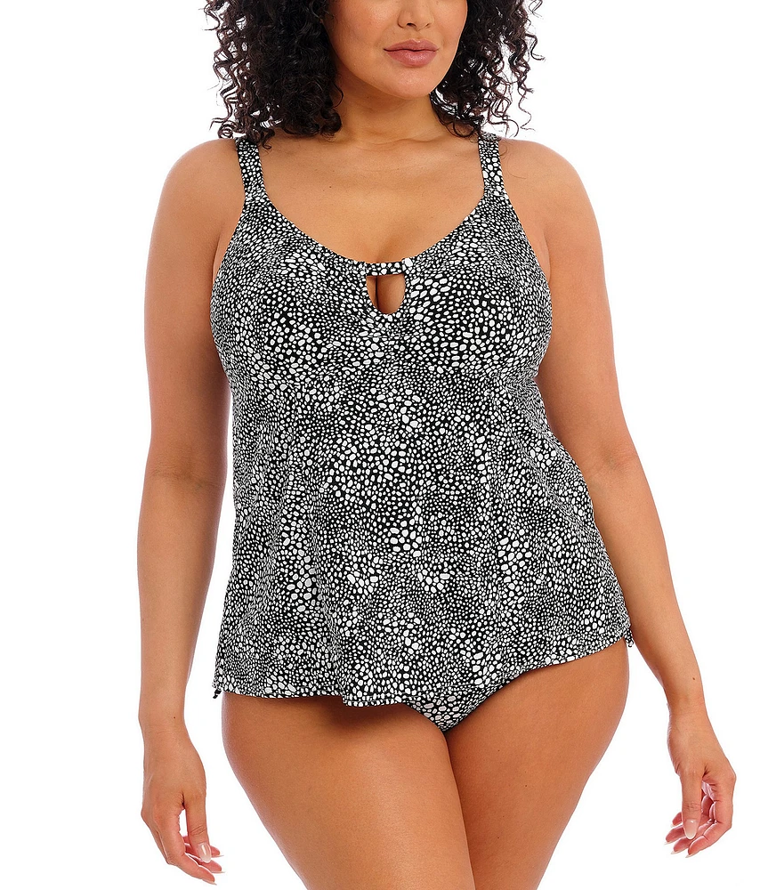 Elomi Plus Size Pebble Cove Scoop Neck Non-Wire Flutter Hem Tankini Swim Top