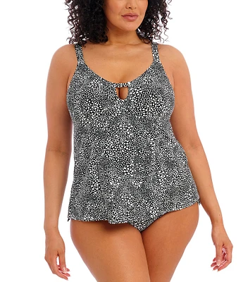 Elomi Plus Size Pebble Cove Scoop Neck Non-Wire Flutter Hem Tankini Swim Top