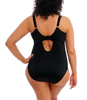 Elomi Plus Size Plain Sailing Non-Wire Bra Size Plunge V-Neck One Piece Swimsuit