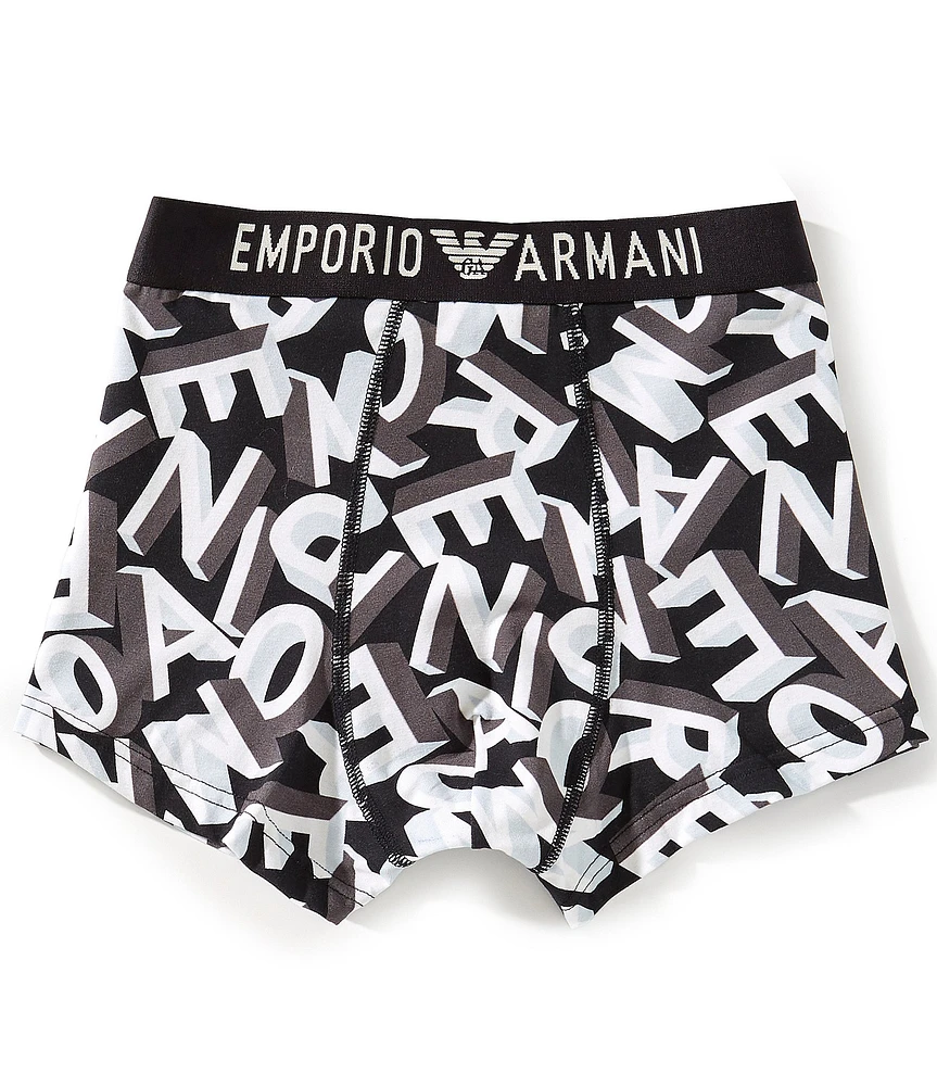 Emporio Armani Allover Logo Printed Microfiber Trunks