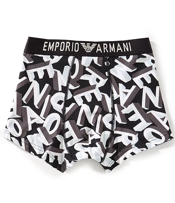 Emporio Armani Allover Logo Printed Microfiber Trunks
