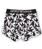 Emporio Armani Allover Logo Printed Microfiber Trunks