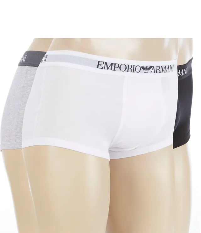 Logo-waist solid trunks 3-pack, Emporio Armani
