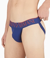 Emporio Armani Stretch Cotton Knit Printed Logo Jockstrap