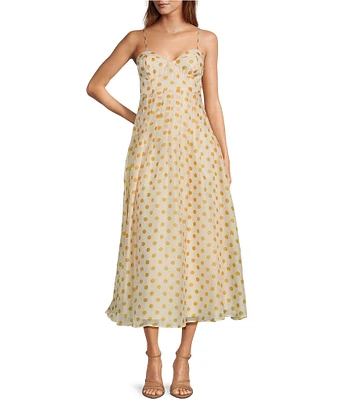 En Saison Ava Polka Dot V Neck Sleeveless Midi Dress