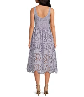 En Saison Brynlee Embroidery Scoop Neck Sleeveless Midi Dress