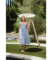 En Saison Brynlee Embroidery Scoop Neck Sleeveless Midi Dress