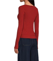 En Saison Colby Knit Tank and Caridgan Two-Piece Square Neck Long Sleeve Sweater