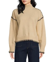 En Saison Merril Knit Whip Stitch Turtleneck Long Sleeve Sweater