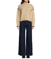 En Saison Merril Knit Whip Stitch Turtleneck Long Sleeve Sweater