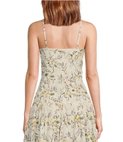 En Saison Mindy Floral Print Sweetheart Neck Sleeveless Coordinating Bodysuit