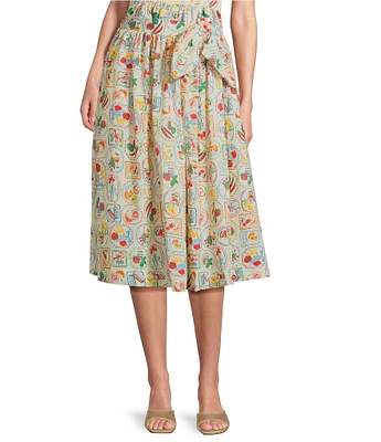 En Saison Nayeli Fruit Print Linen Blend Coordinating Midi Skirt