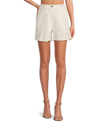 En Saison Oaklynn High Rise Inverted Pleat Denim Shorts