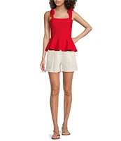 En Saison Payton Detachable Square Neck Sleeveless Peplum Top