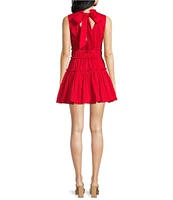 En Saison Payton Mock Neck Sleeveless Scallop Trim Mini Dress