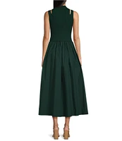 En Saison Sigrid Mixed Media Mock Neck Sleeveless Maxi Dress