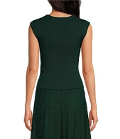 En Saison Sigrid Rib Knit Square Neck Sleeveless Top