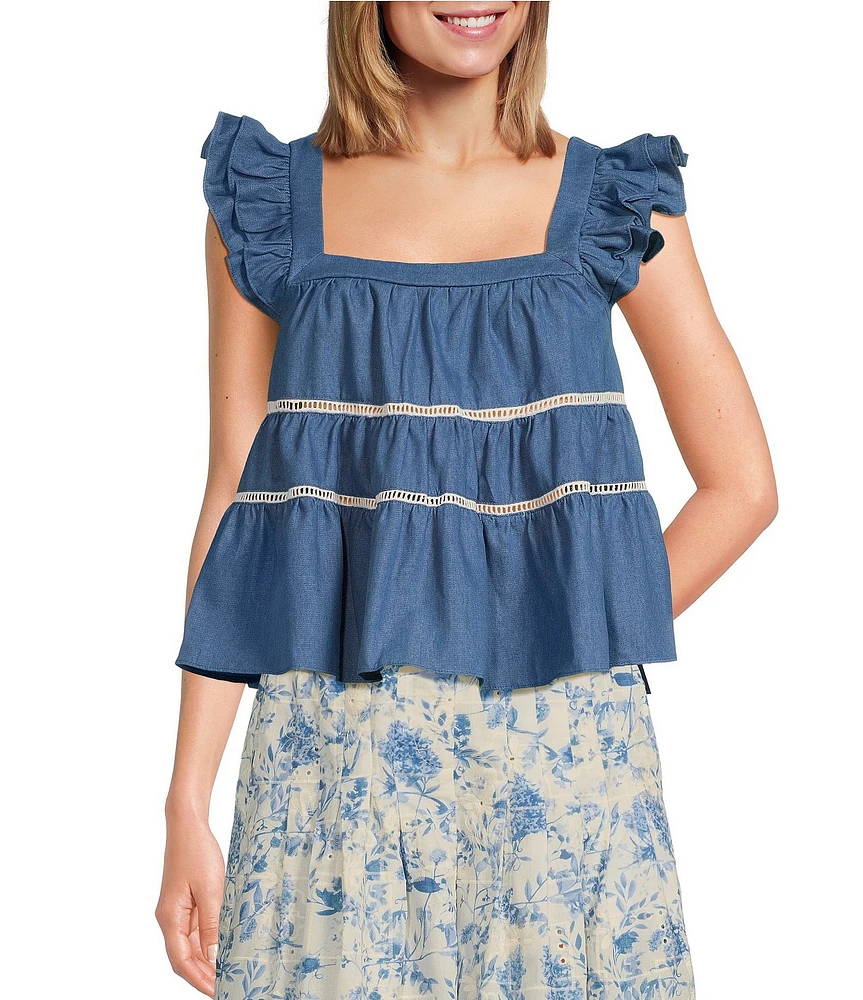 En Saison Tara Tier Ruffle Sleeve Babydoll Top