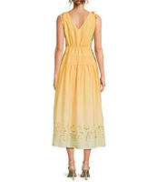 En Saison Taylor V-Neck Sleeveless Eyelet Trim Maxi Dress
