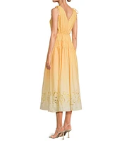 En Saison Taylor V-Neck Sleeveless Eyelet Trim Maxi Dress
