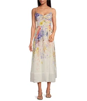 En Saison Taylorann Floral Print Sweetheart Neck Sleeveless Maxi Dress