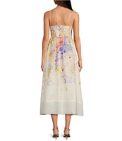En Saison Taylorann Floral Print Sweetheart Neck Sleeveless Maxi Dress