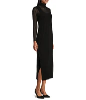 Eva Varro 2 In 1 Mesh Mock Neck Long Sleeve Detachable Dress