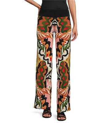 Eva Varro Abstract Print High Waist Straight Leg Coordinating Pants