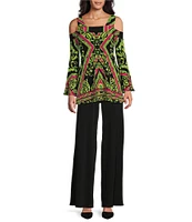 Eva Varro Alicia Scarf Print Off-The-Shoulder Fit & Flare Tunic