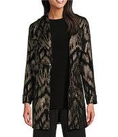 Eva Varro Barcelona Jacquard Silver Foil Animal Print Wing Collar Long Sleeve Jacket