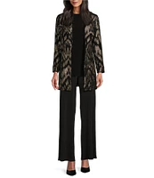 Eva Varro Barcelona Jacquard Silver Foil Animal Print Wing Collar Long Sleeve Jacket