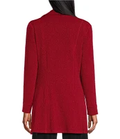 Eva Varro Barcelona Pebble Textured Knit Wing Collar Long Sleeve Open-Front Statement Jacket