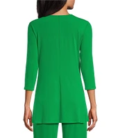Eva Varro Five Beams Crew Keyhole Neck 3/4 Sleeve Knit Tunic