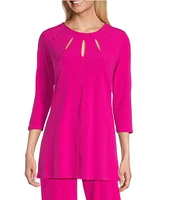 Eva Varro Five Beams Crew Keyhole Neck 3/4 Sleeve Knit Tunic