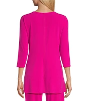 Eva Varro Five Beams Crew Keyhole Neck 3/4 Sleeve Knit Tunic