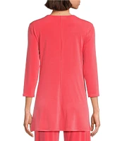 Eva Varro Five Beams Crew Keyhole Neck 3/4 Sleeve Knit Tunic