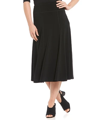 Eva Varro Knit Jersey A-Line Pull-On Midi Skirt