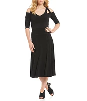 Eva Varro Knit Jersey A-Line Pull-On Midi Skirt