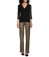 Eva Varro Gold Metallic Foiled Snakeskin Print Stitched Down Pants