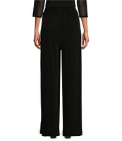 Eva Varro Jersey Knit High Waist Pleated Wide Leg Pant