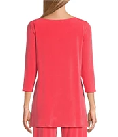 Eva Varro Knit Jersey 3/4 Sleeve Side Grommet Detail Tunic