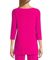 Eva Varro Knit Jersey 3/4 Sleeve Side Grommet Detail Tunic
