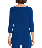 Eva Varro Knit Jersey 3/4 Sleeve Side Grommet Detail Tunic