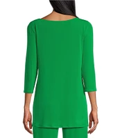 Eva Varro Knit Jersey 3/4 Sleeve Side Grommet Detail Tunic