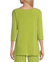 Eva Varro Knit Jersey 3/4 Sleeve Side Grommet Detail Tunic