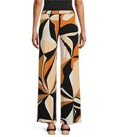 Eva Varro Knit Jersey Abstract Print Elastic Waist Wide Leg Pull-On Coordinating Pants