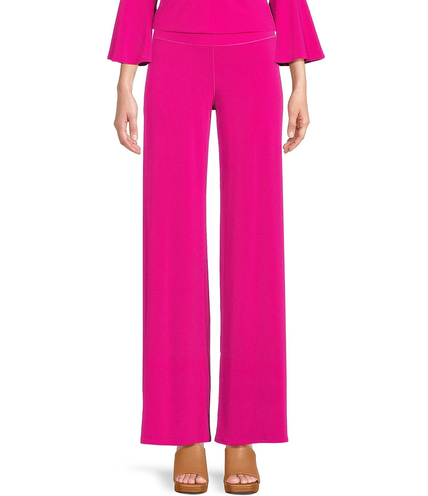 Eva Varro Knit Jersey Straight Wide-Leg Pull-On Pants