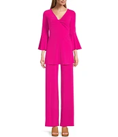 Eva Varro Knit Jersey Straight Wide-Leg Pull-On Pants