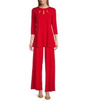 Eva Varro Knit Jersey Straight Wide-Leg Pull-On Pants