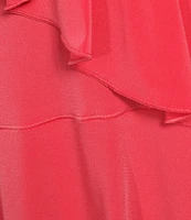 Eva Varro Knit Jersey V-Neck 3/4 Sleeve Asymmetric Ruffled Tunic